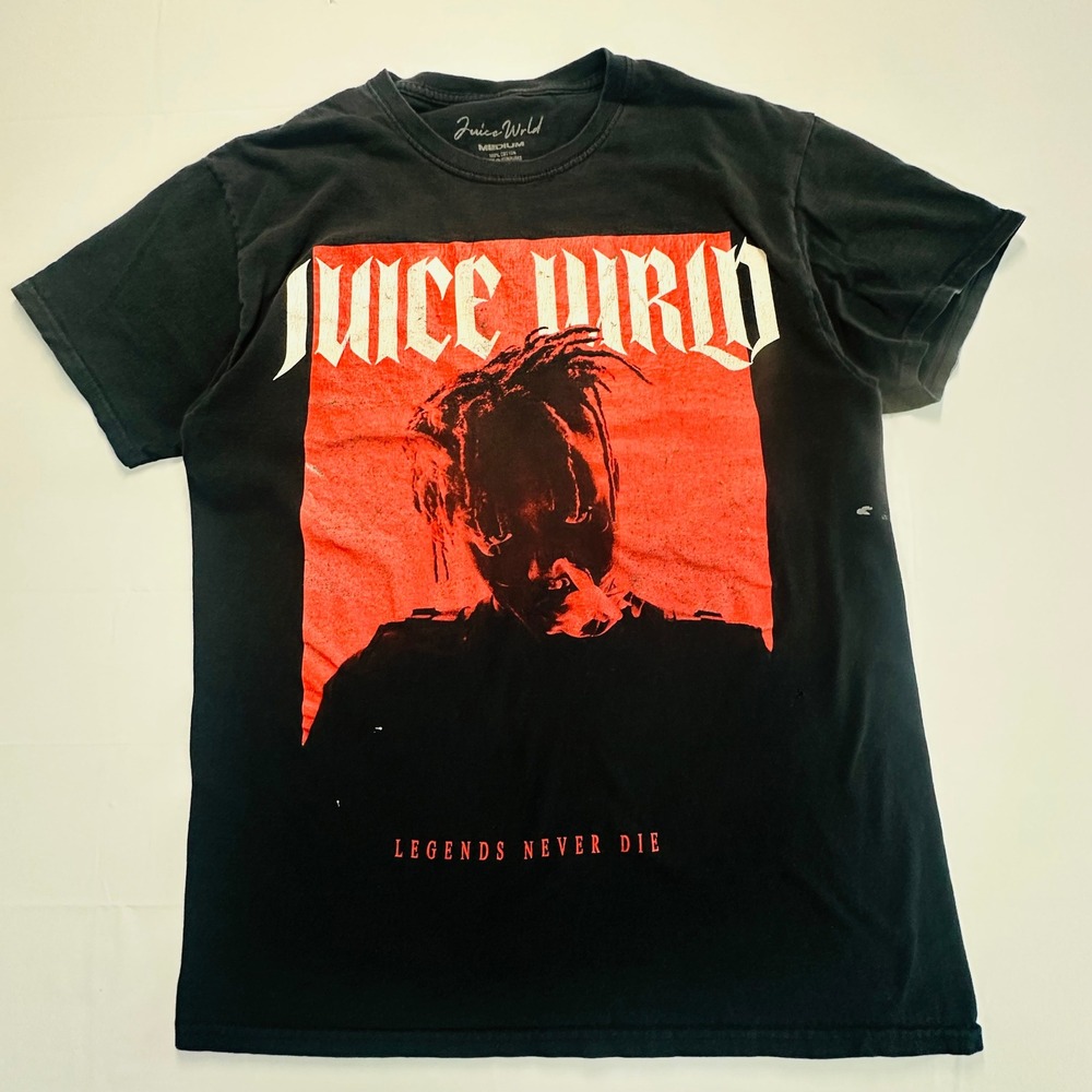 Juice Wrld Legends Never Die Graphic T-Shirt Mens Medium Black Rap Tee 0230